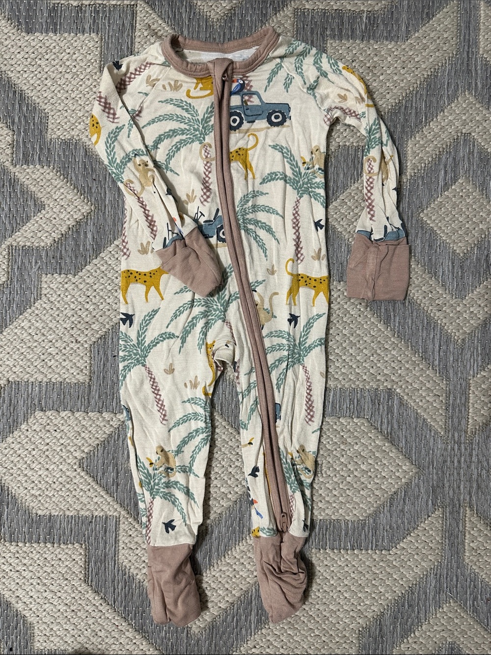 Little Sleepies Cream Footed One-Piece with Safari and Palm Print